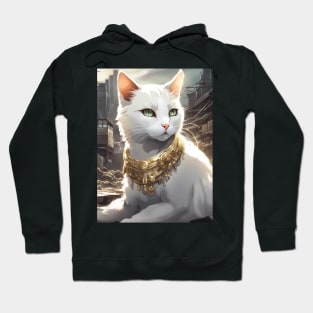 Majestic cat wearing gold Hoodie